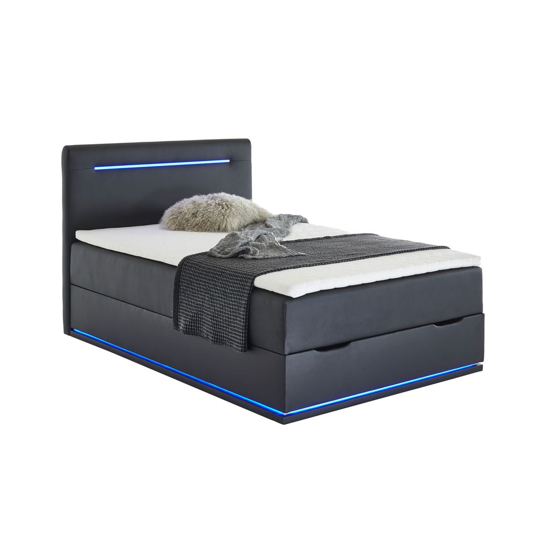 Boxspringbett Xaya Kunstleder mit Beleuchtung und Bettkasten