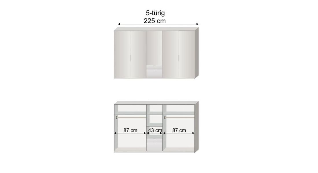 Drehtüren-Kleiderschrank Esperia Express mit Schubladen