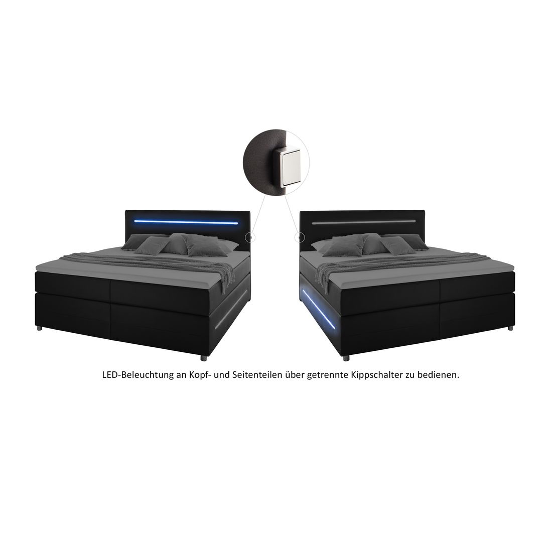 Boxspringbett Shelford Kunstleder mit Beleuchtung