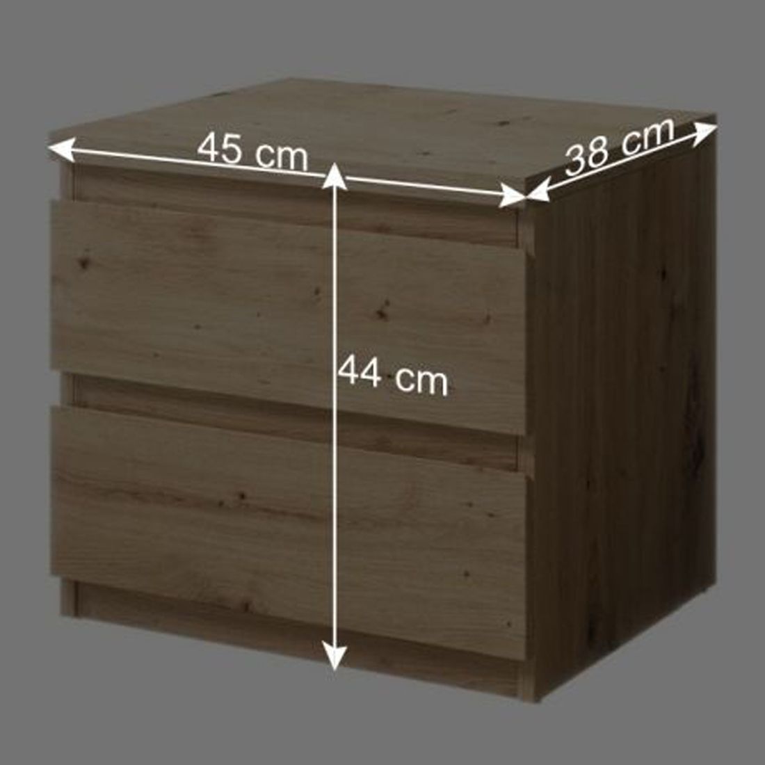 Nachttisch Hilka Eiche Dekor H 44cm