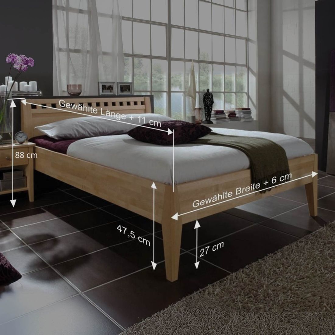 Bett Triest Komfort Buche Massivholz