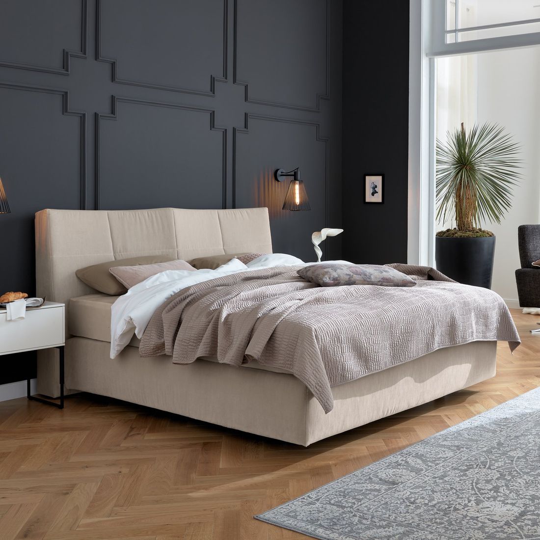 MUSTERRING Boxspringbett Elias JAB Kollektion Kopfteil geschwungen