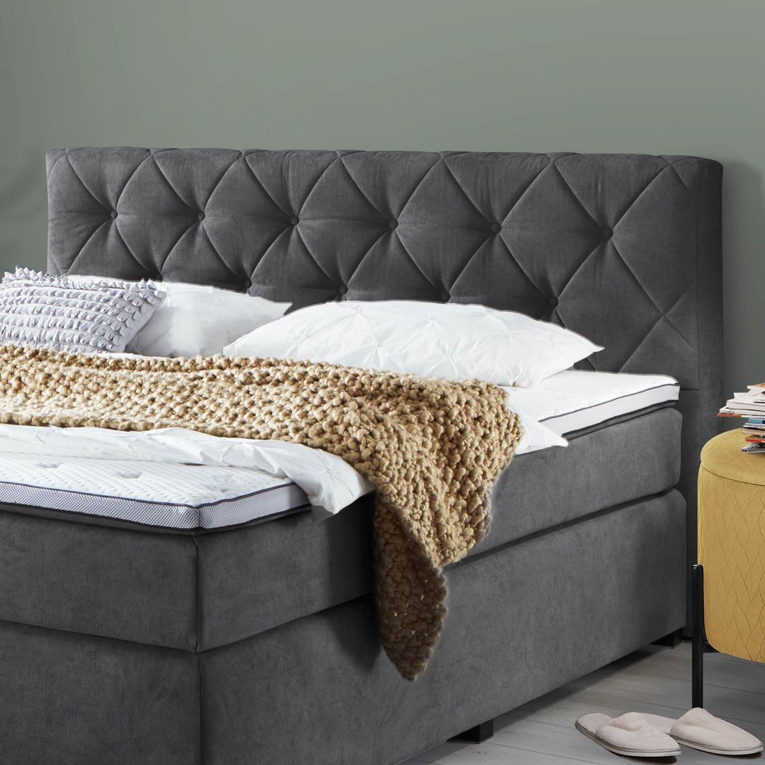 Boxspringbett Bryce Webstoff 180x200cm