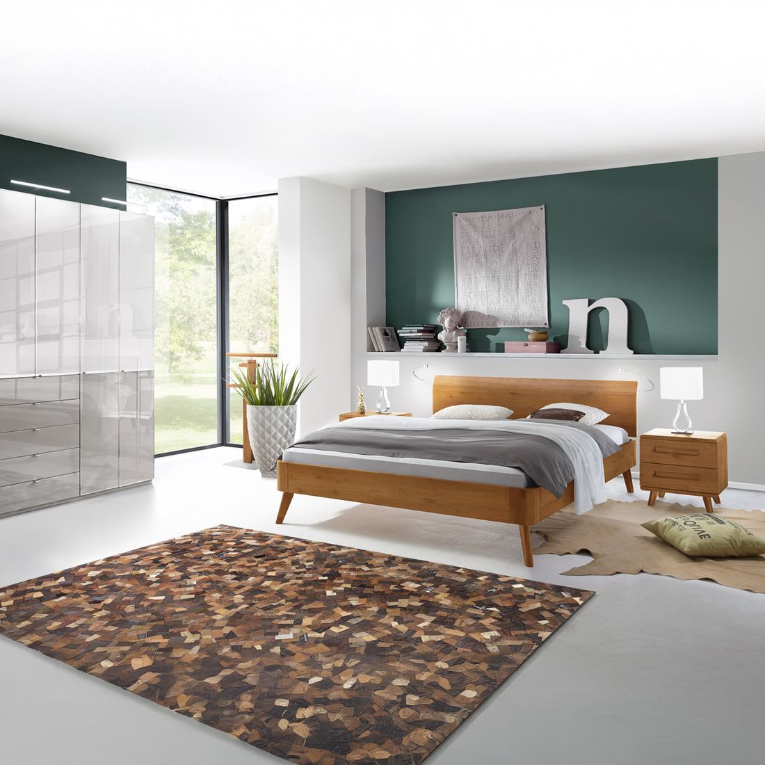 Bett Manouba Eiche Massivholz