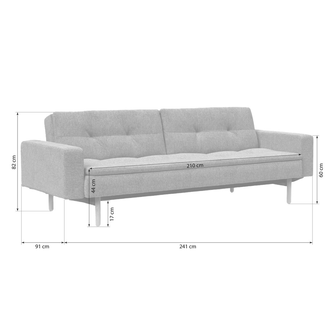 Schlafsofa Yasu Webstoff 241x91x82 cm