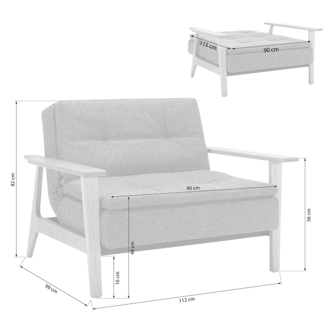 Sessel Alexie Webstoff 112x99x82 cm