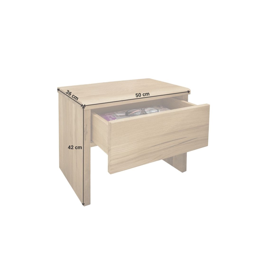 HOMELIV. Nachttisch Monapo Wildeiche Massivholz H 42cm