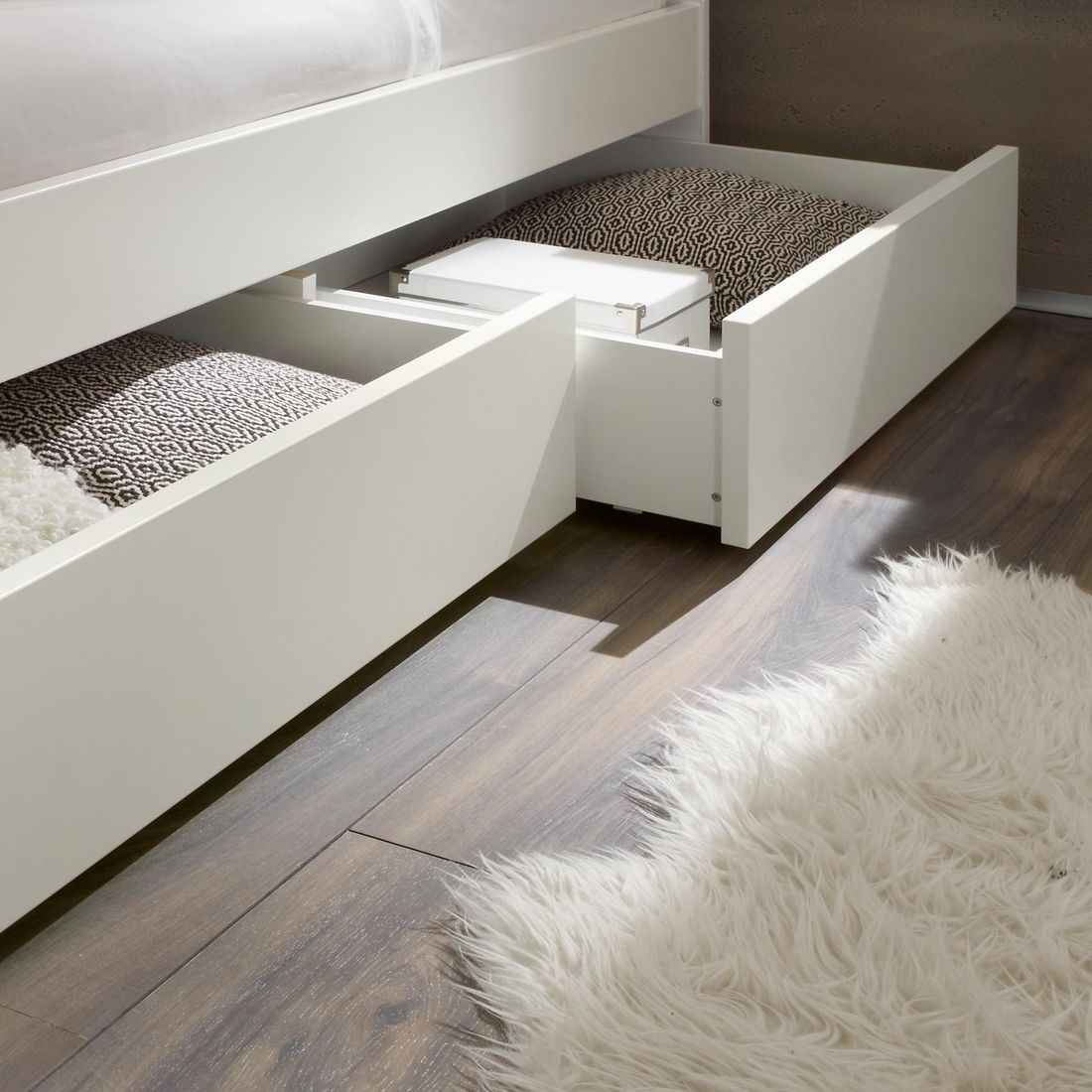Bett Liverpool Komfort Buche Massivholz mit Schubkasten
