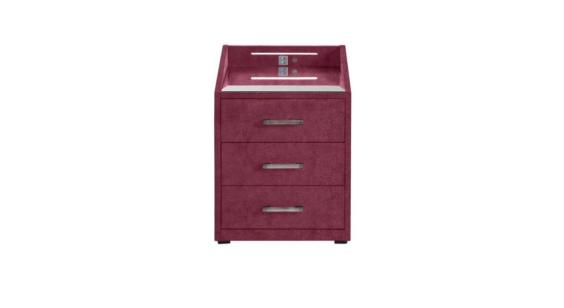 Polsternachttisch Bethany Microvelours H 61cm mit LED-Beleuchtung und USB-Anschluss