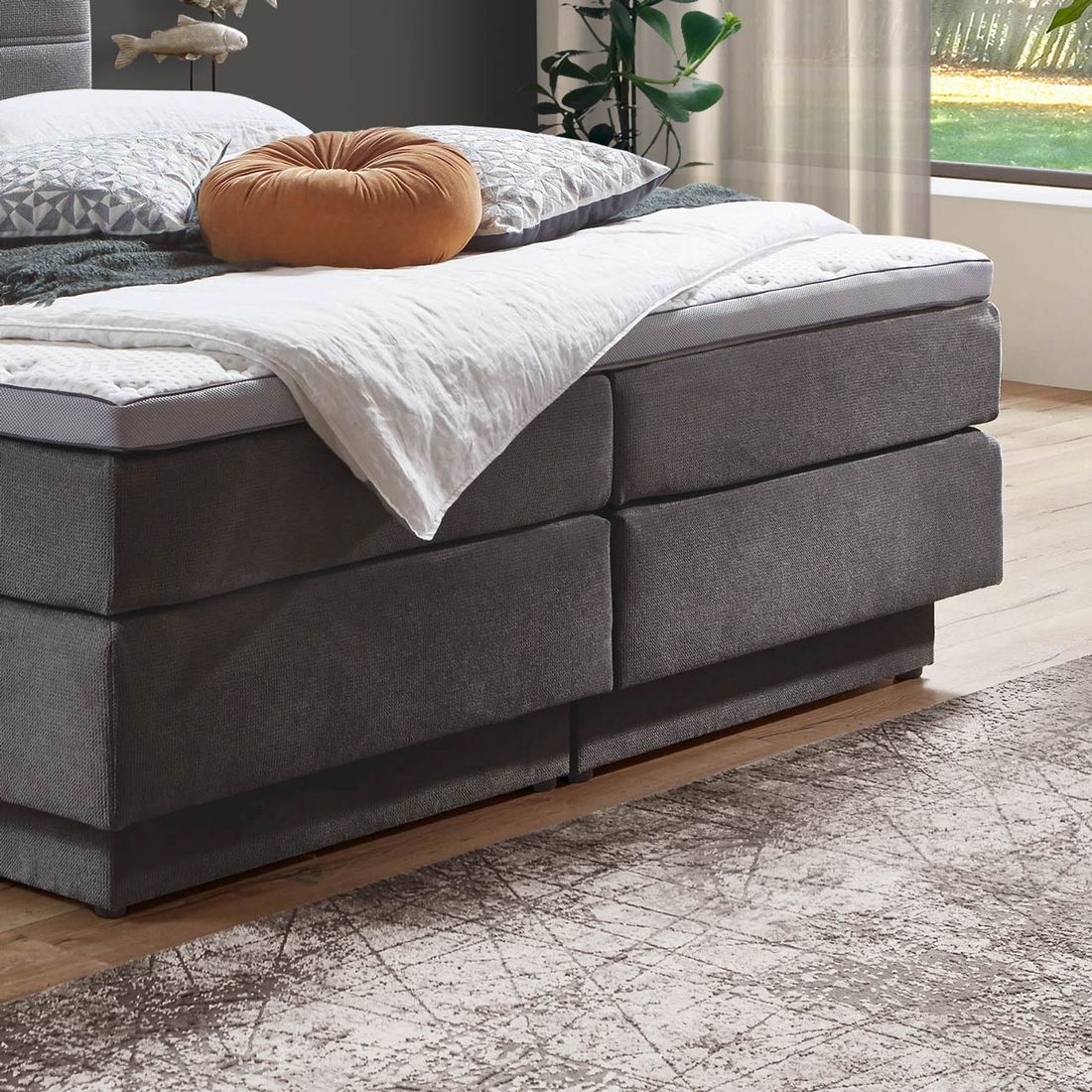 Boxspringbett Bardin Webstoff mit Bettkasten