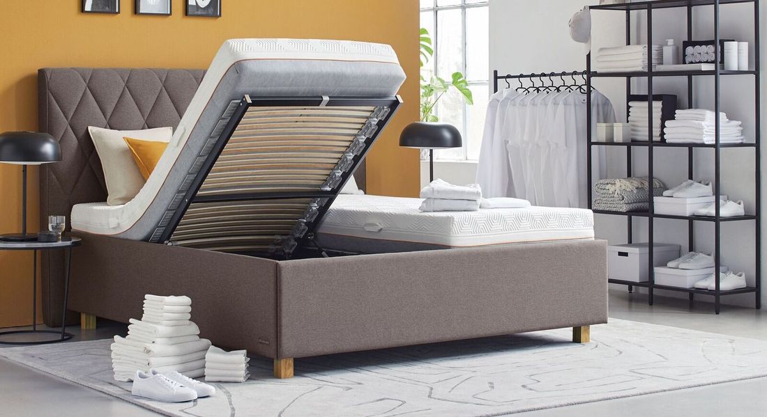 SCHLARAFFIA Polsterbett Marylin Komfort Microvelours/Webstoff mit Bettkasten und Lattenrost