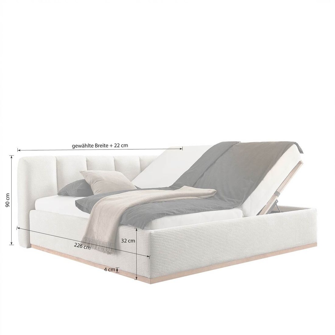 HOMELIV. Polsterbett SwitchIT La Palma Cord mit Bettkasten und Lattenrost