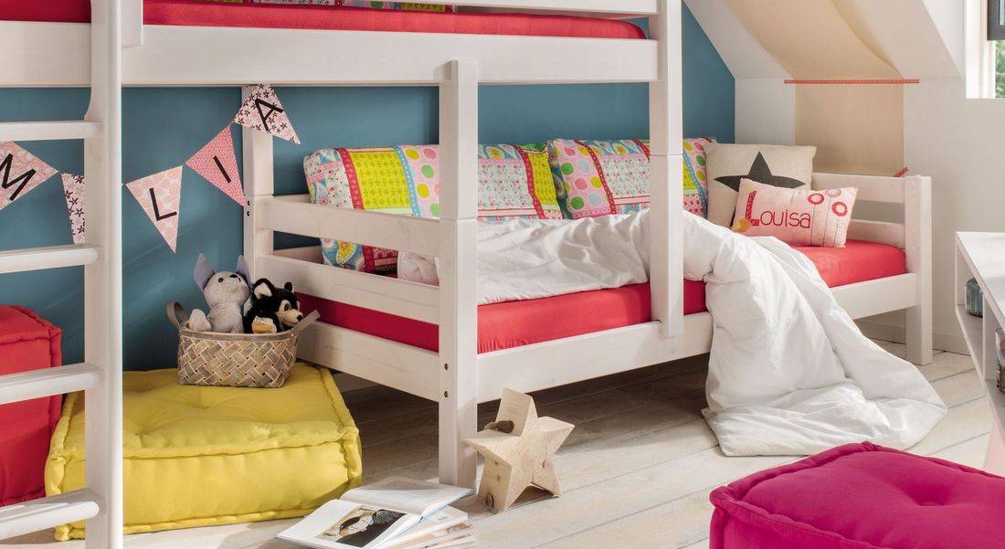 Etagenbett Kids Paradise für Dachschrägen Kiefer Massivholz mit Lattenrost