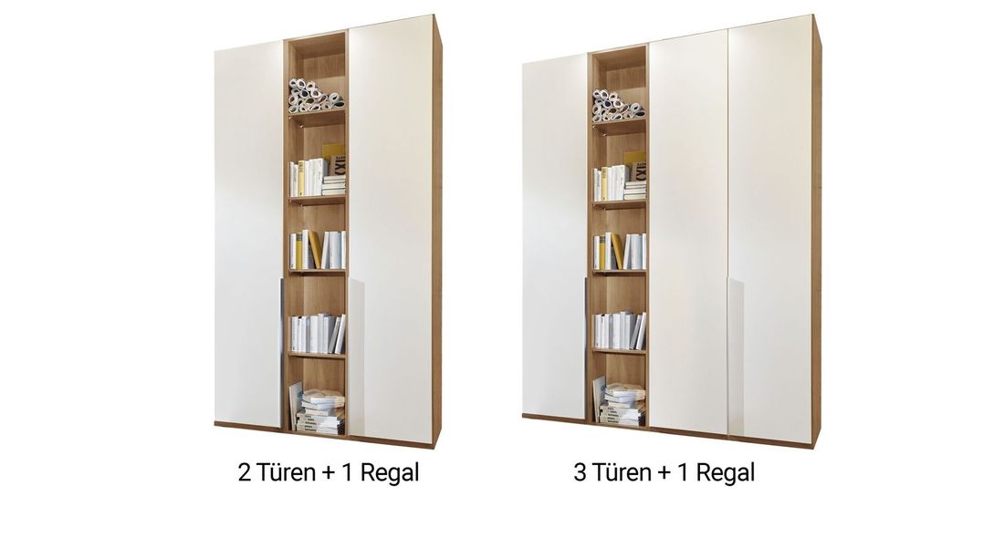 Drehtüren-Kleiderschrank Morolo Eiche Dekor mit Regal
