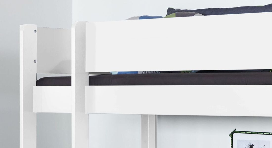 Midi-Hochbett Kids Town Buche teilmassiv mit Lattenrost und Kletterwand