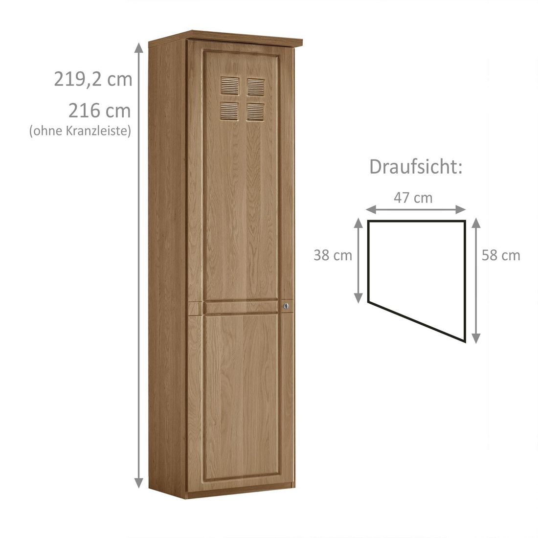 Kleiderschrank-Abschlusselement Bloomfield Eiche teilmassiv