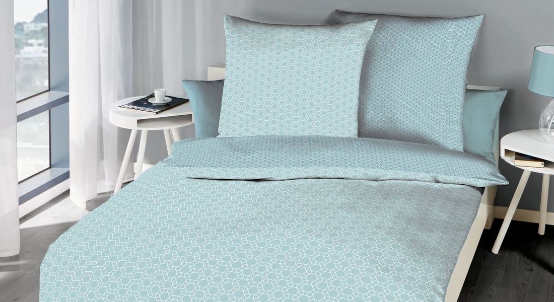 Mako-Satin-Bettwäsche Mint Cloud
