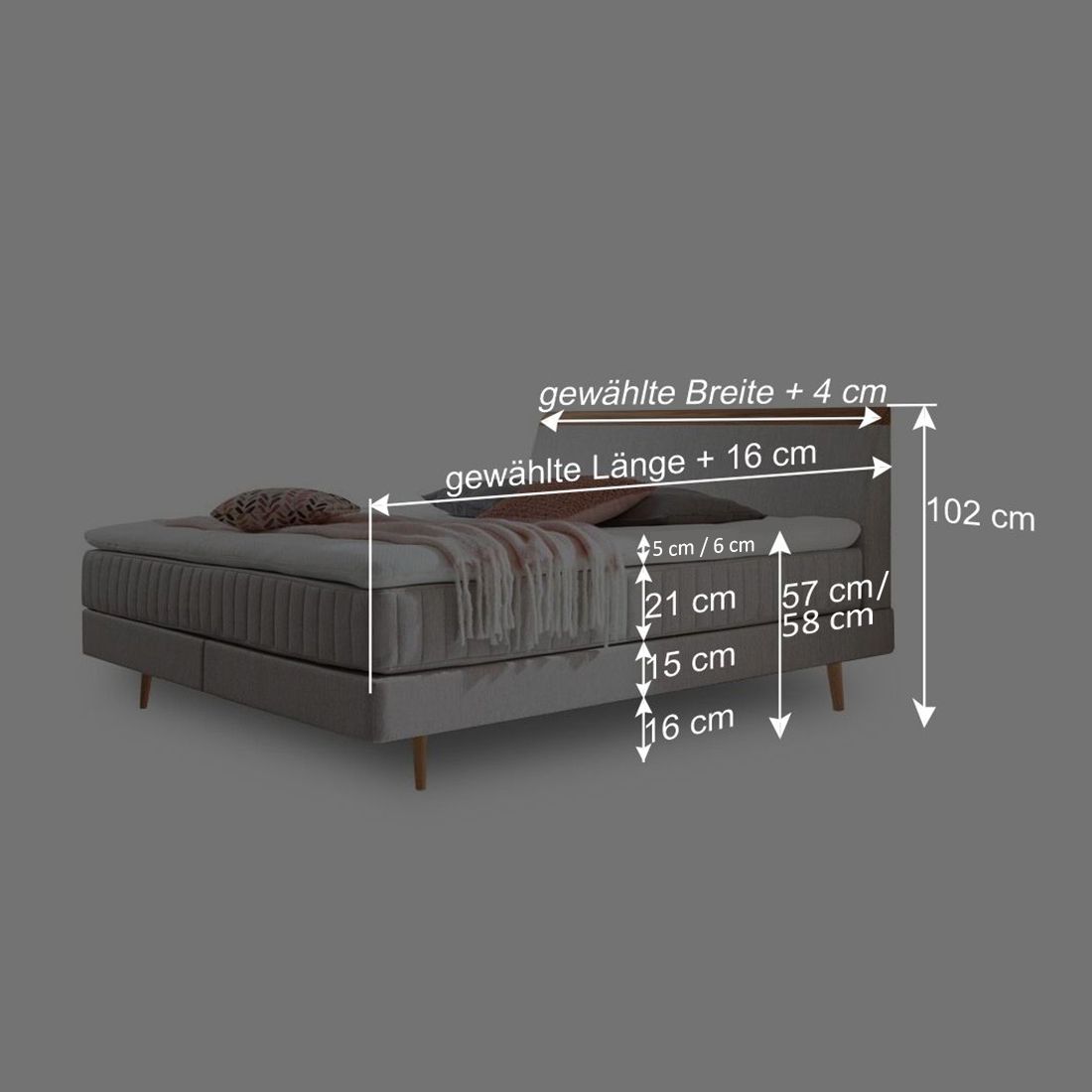 Boxspringbett Akela Eiche Webstoff