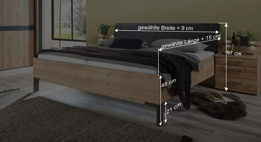 Bett Lothas Komfort Eiche Dekor