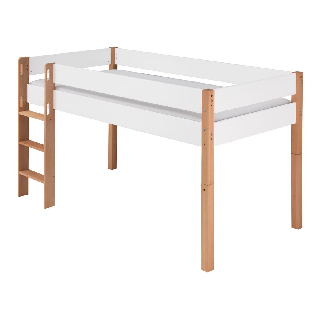 Mini-Hochbett Kids Nordic Buche teilmassiv mit Lattenrost