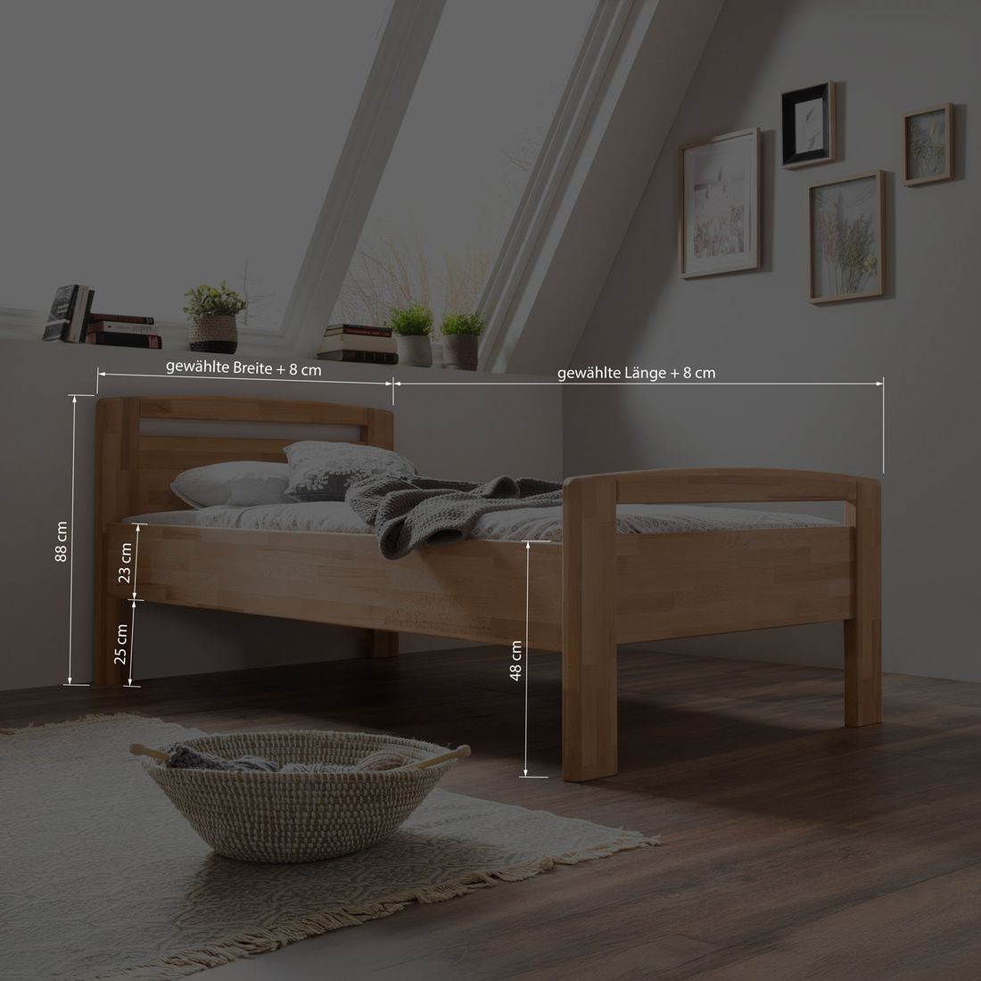 HOMELIV. Seniorenbett Luise Komfort Kernbuche Massivholz