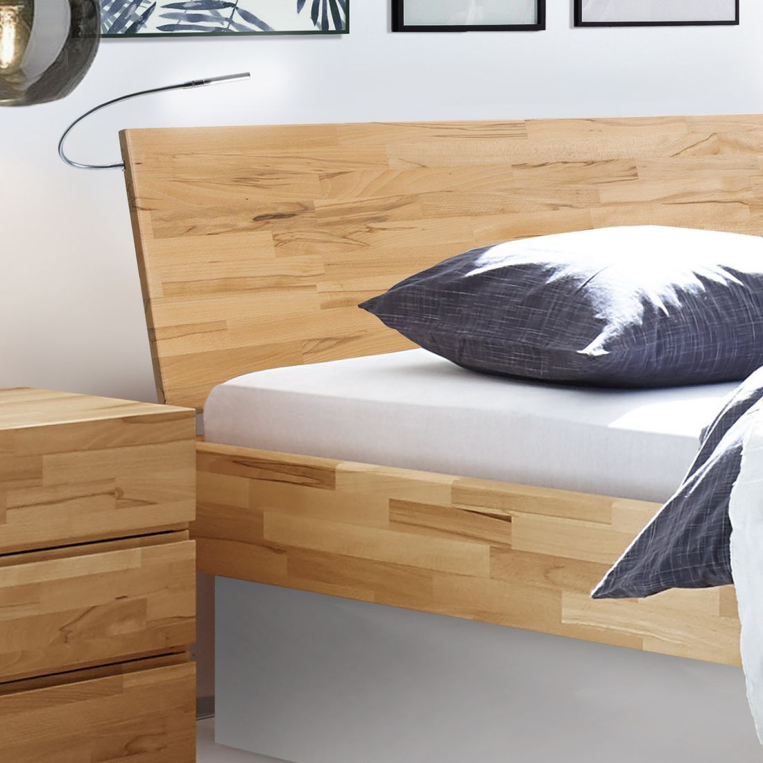 Bett Grosseto Komfort Buche Massivholz mit Bettkasten