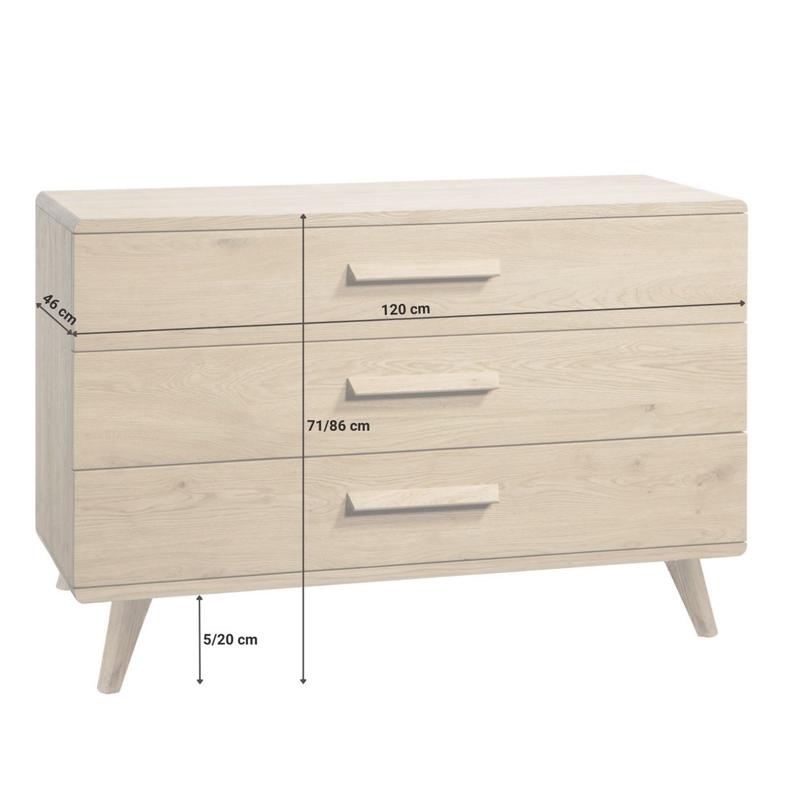 Kommode Rakaia Eiche Massivholz mit Schubladen