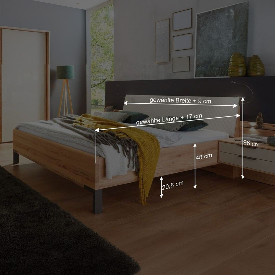Bett Leandra Komfort Kernbuche teilmassiv