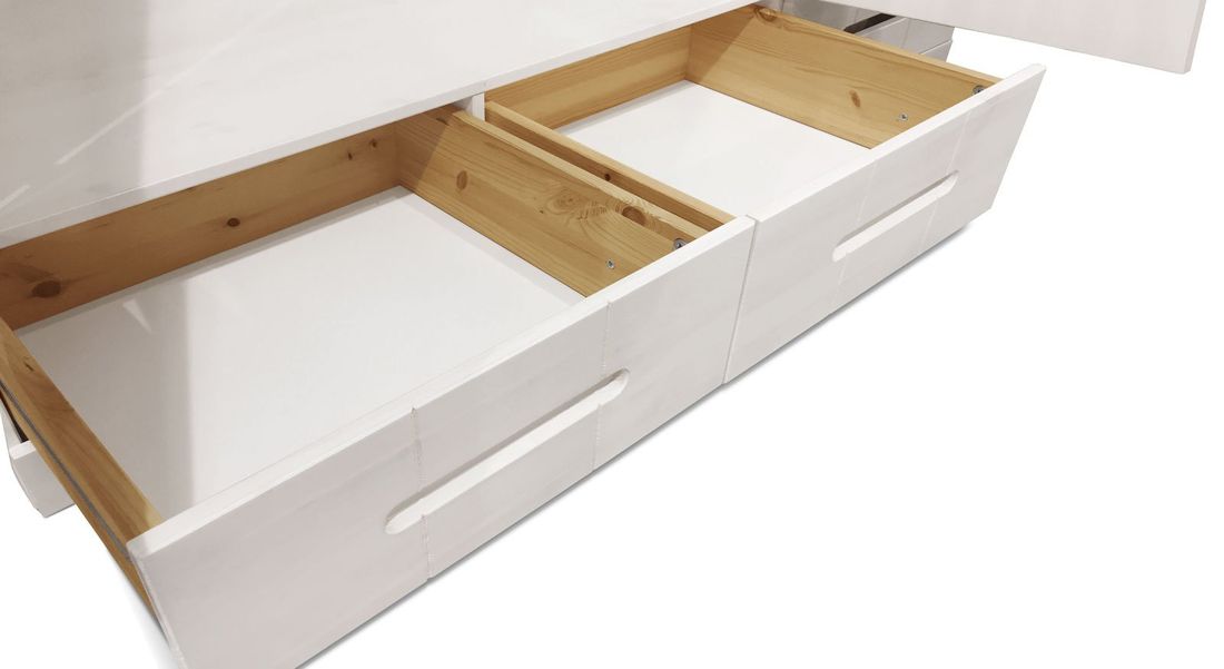 Drehtüren-Kleiderschrank Derby Kiefer Massivholz mit Schubladen