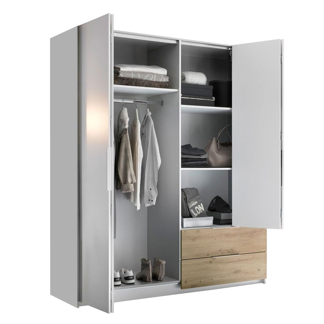 Falttüren-Kleiderschrank Riona mit Schubladen 182x210cm