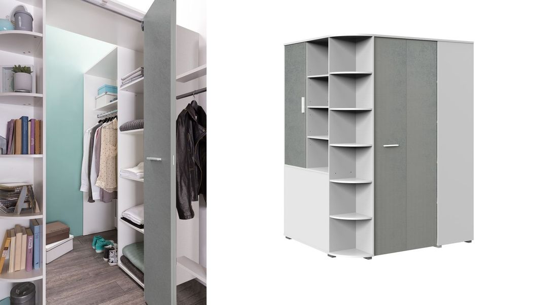 Eck-Kleiderschrank Porvenir begehbar