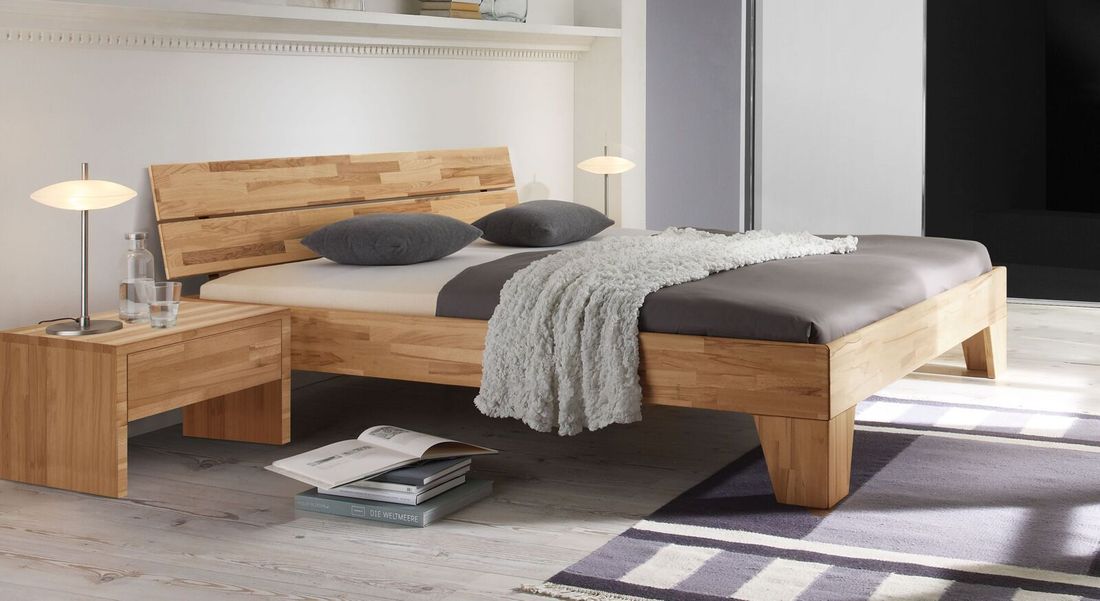Bett Louvera Kernbuche Massivholz