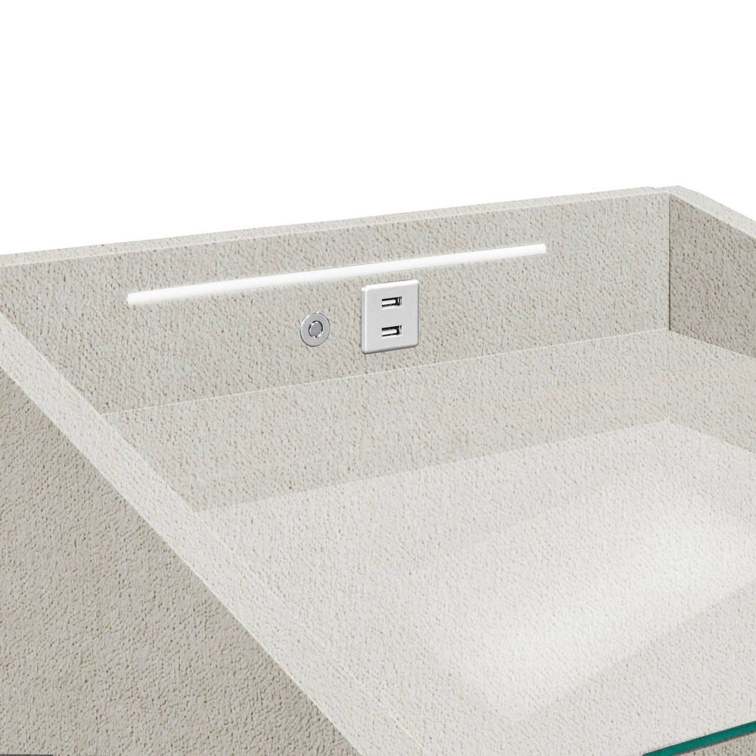 Polsternachttisch Randy Webstoff H 61cm mit LED-Beleuchtung und USB-Anschluss