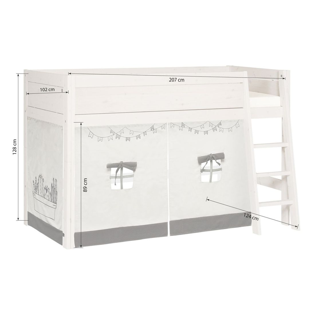 LIFETIME Midi-Hochbett Cactus Kiefer Massivholz mit Lattenrost