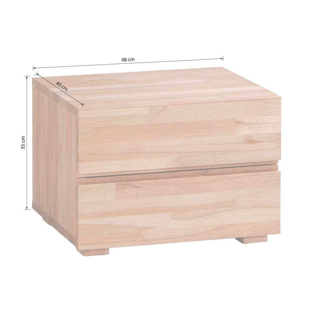Nachttisch Pava Buche/Eiche Massivholz H 35 cm