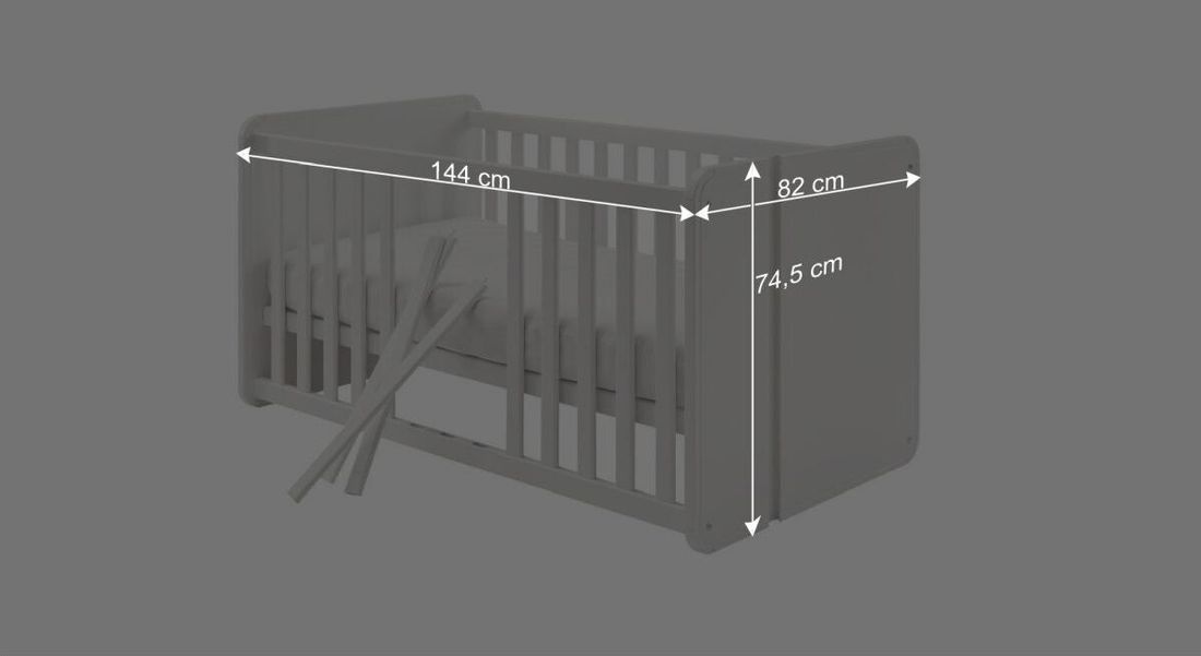 Babybett Kids Arctic mit Lattenrost und Schlupfsprossen
