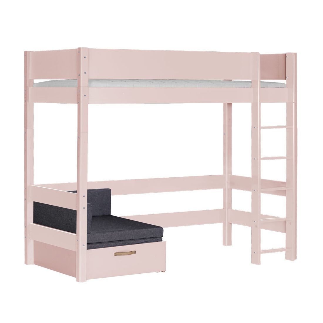 Maxi-Hochbett Kids Town Color Buche teilmassiv mit Lattenrost und Ausziehsofa