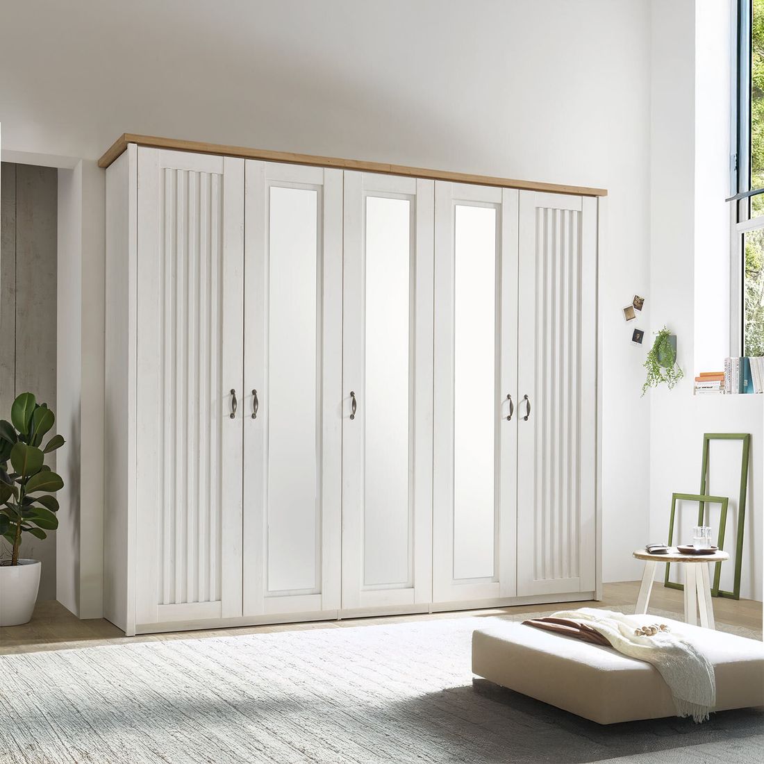 Drehtüren-Kleiderschrank Albin mit Spiegel H 224cm