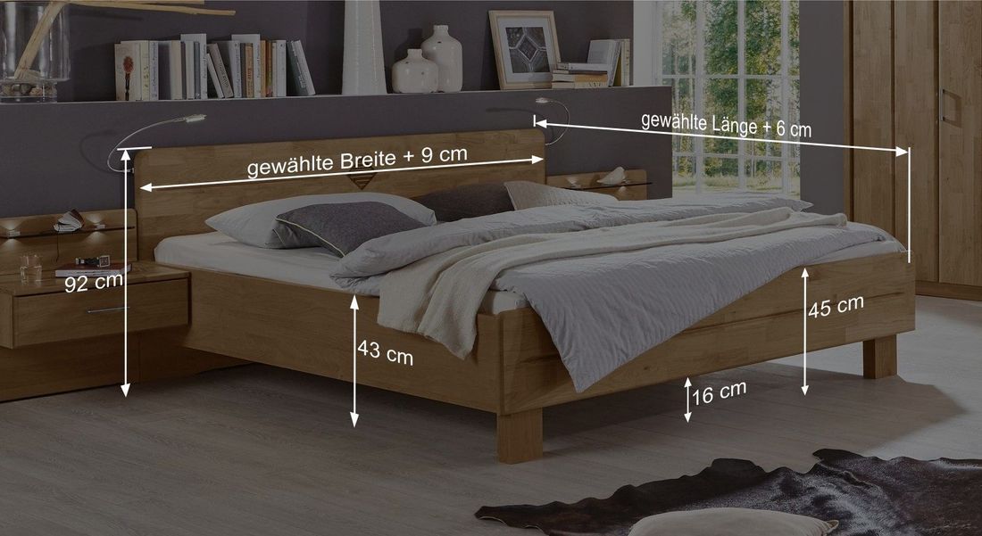 Bett Aliano Komfort Erle teilmassiv