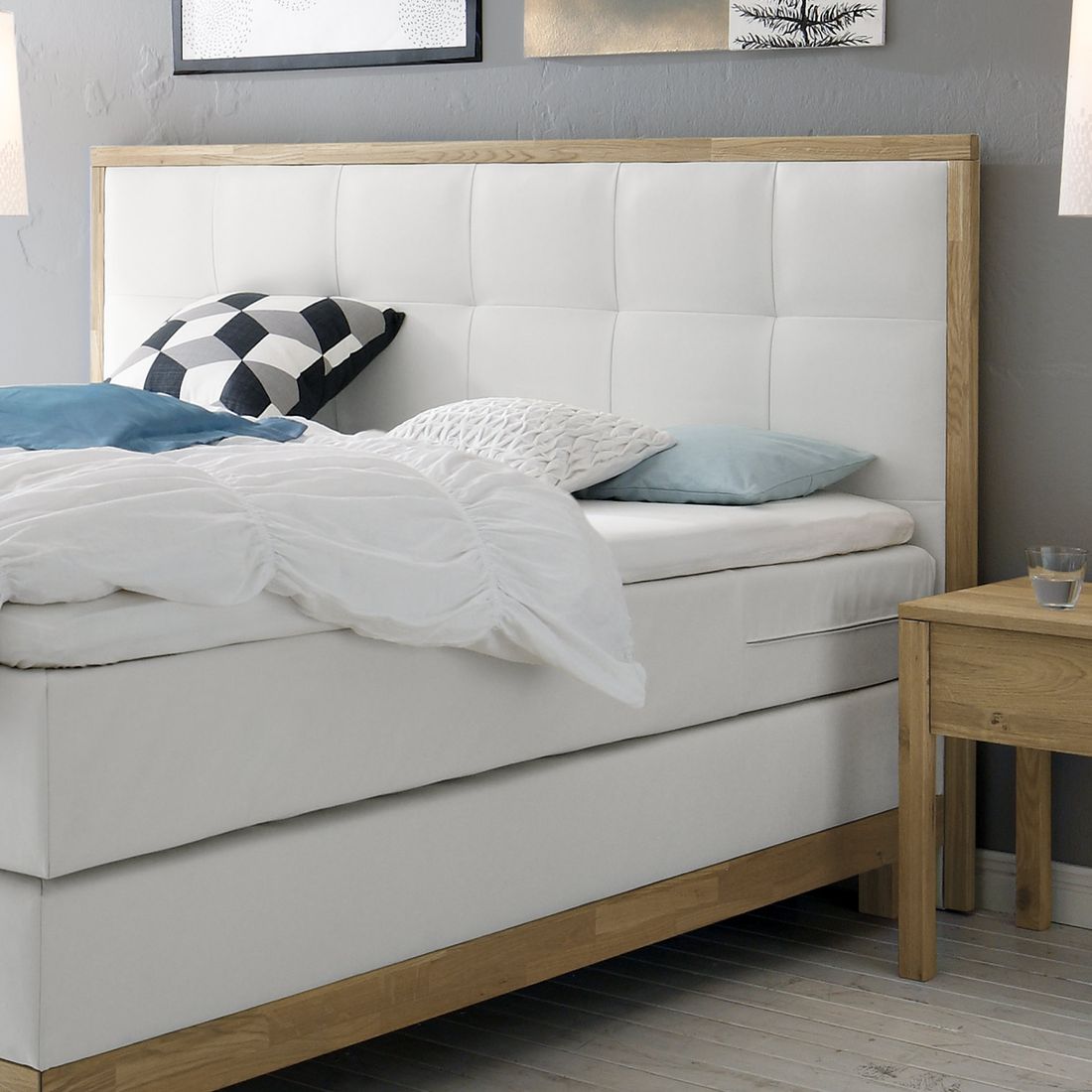 Boxspringbett Vilani Eiche Kunstleder