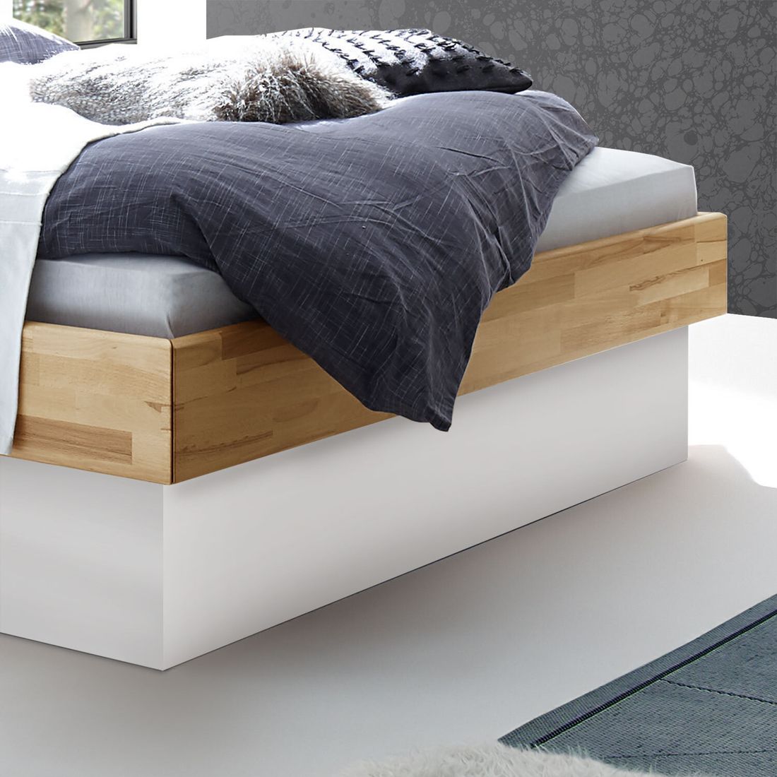 Bett Grosseto Komfort Buche Massivholz mit Bettkasten