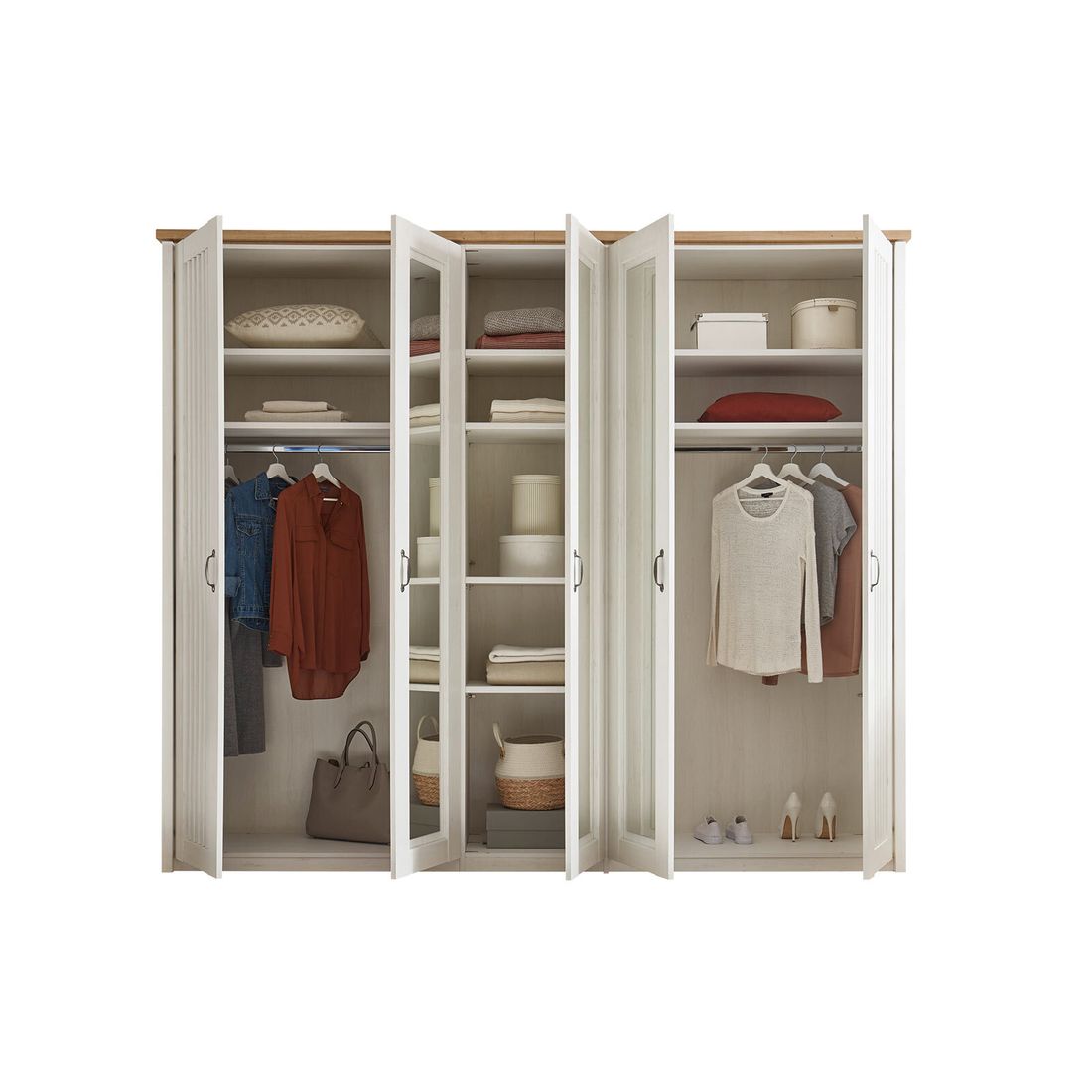 Drehtüren-Kleiderschrank Albin mit Spiegel H 224cm