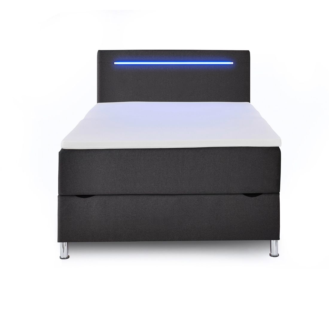 Boxspringbett Oritel Webstoff mit Beleuchtung und Bettkasten
