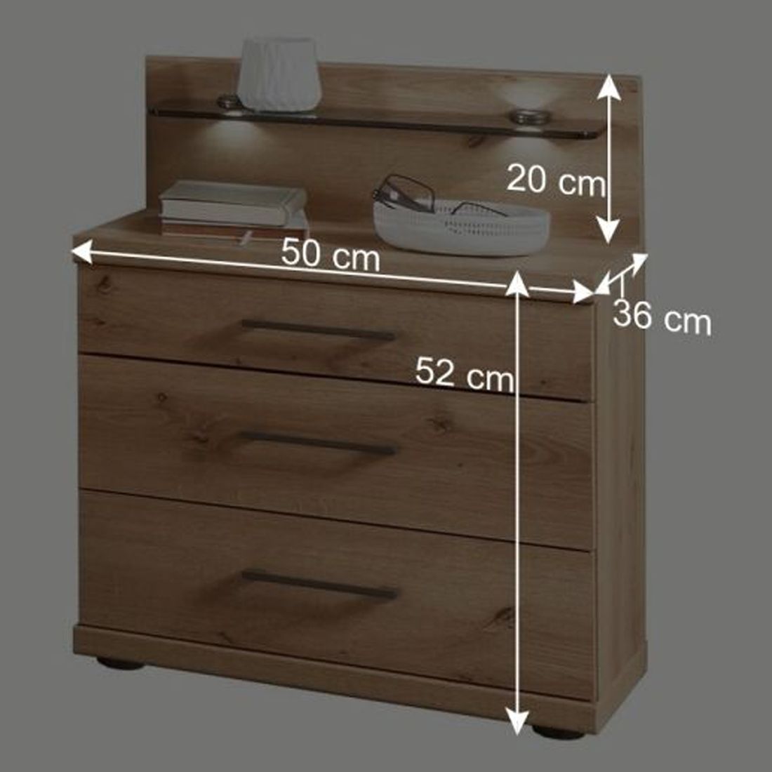 Nachttisch Lothas Eiche Dekor H 52cm
