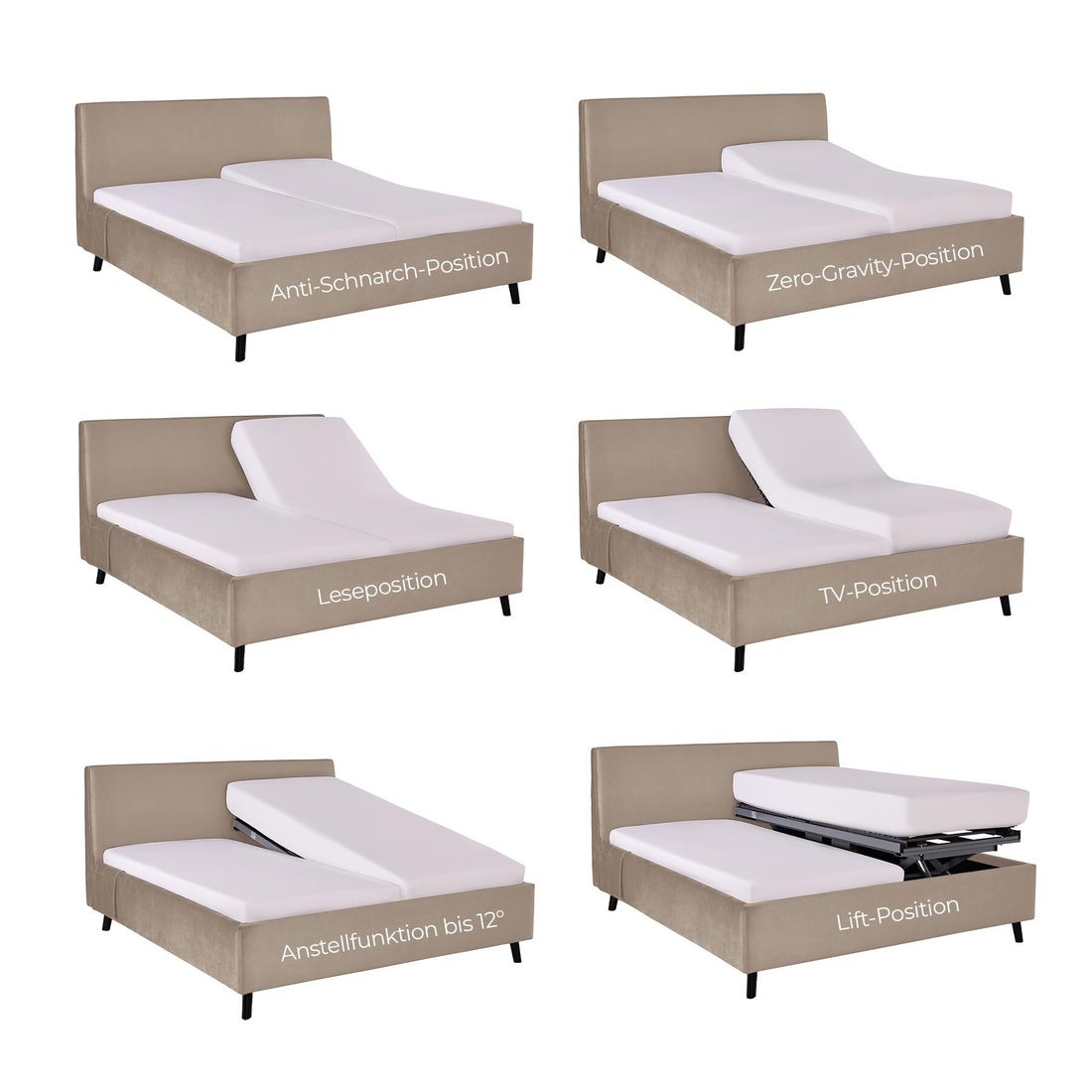 Polsterbett Thea Komfort Velours mit Pflegebett-Funktion und Lattenrost