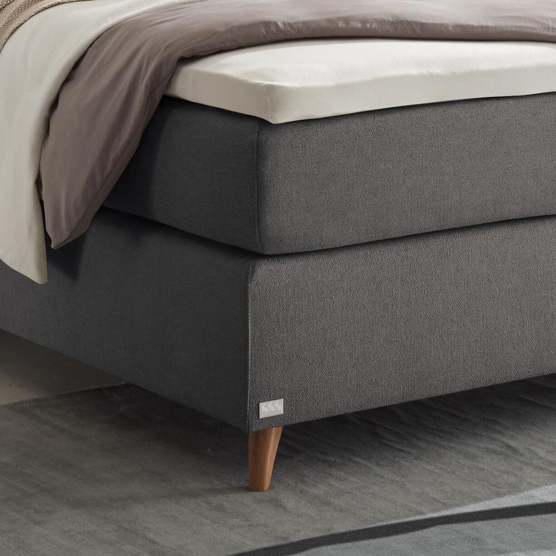 Boxspringbett Evgiros Velours-Strukturstoff