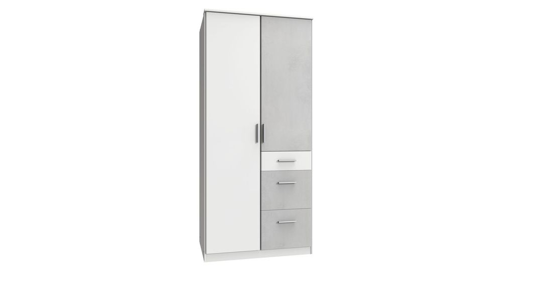 Drehtüren-Kleiderschrank Porvenir mit Schubladen und Innenausstattung H 199cm