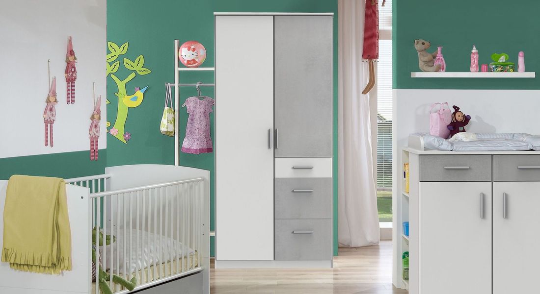 Drehtüren-Kleiderschrank Porvenir mit Schubladen und Innenausstattung H 199cm