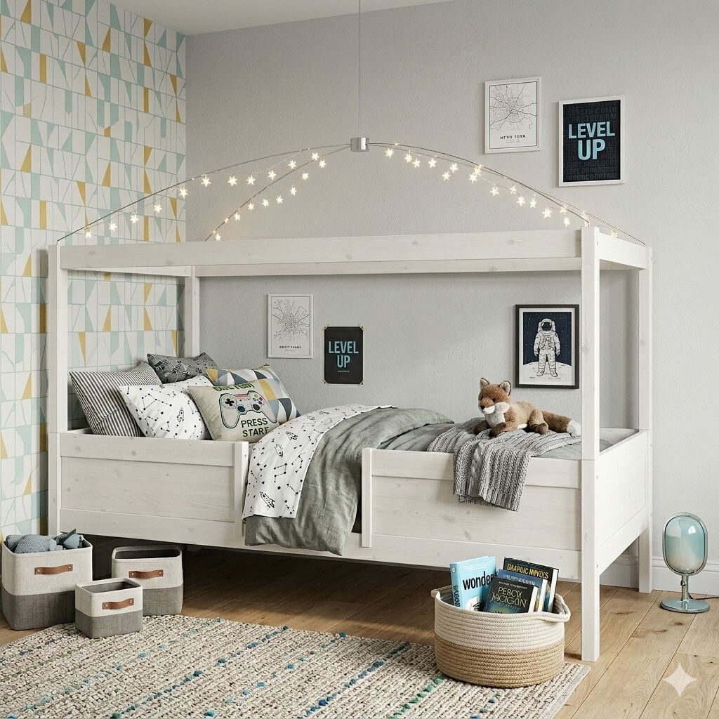 LIFETIME Mini-Hochbett 4-in-1 Kiefer Massivholz mit Lattenrost