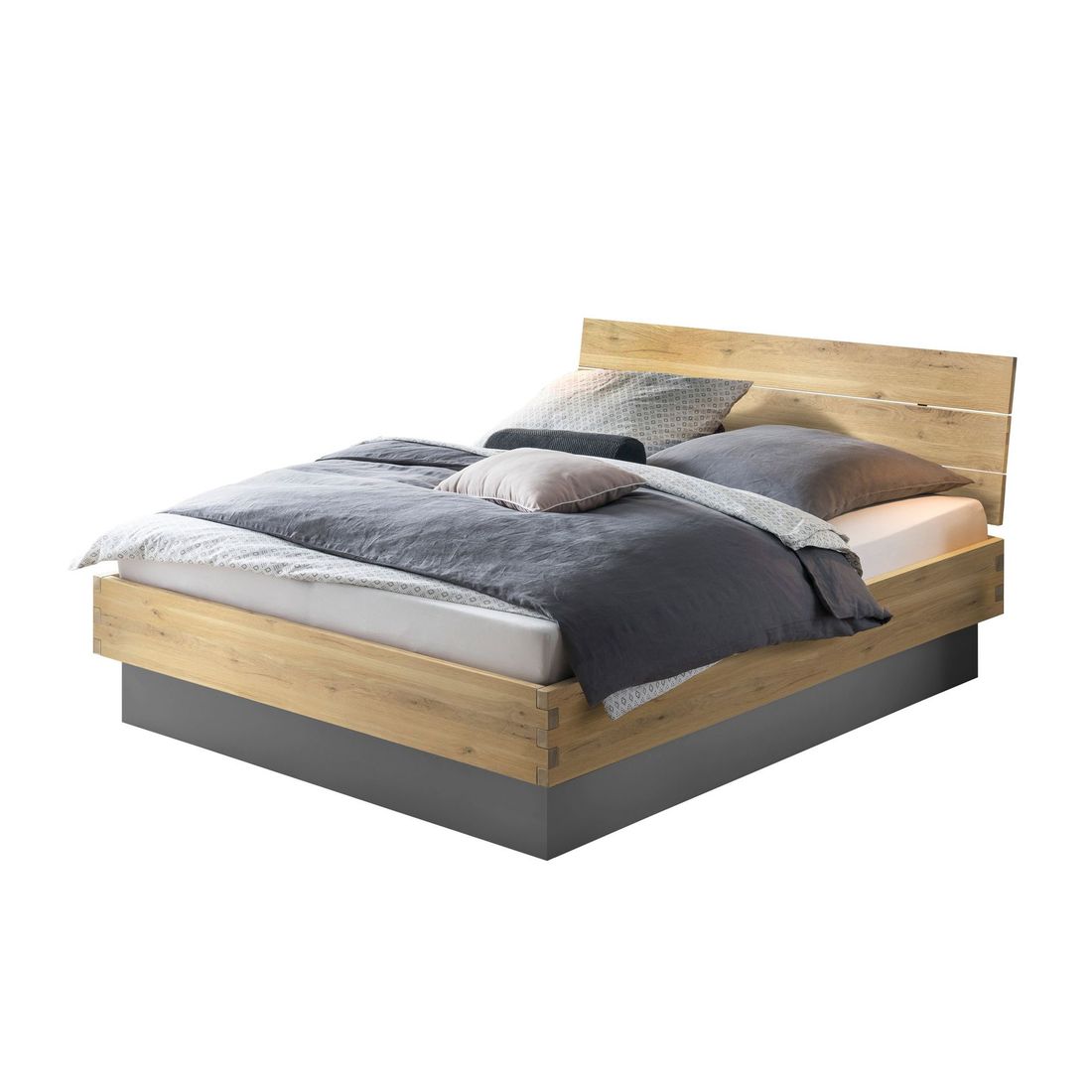 Bett Larus Komfort Wildeiche Massivholz mit Bettkasten